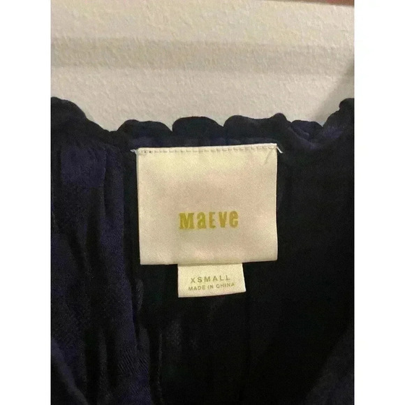 Maeve Anthropologie Navy Blue Empire Gathered Tank Blouse Top XS Rayon NWOT - Picture 4 of 7